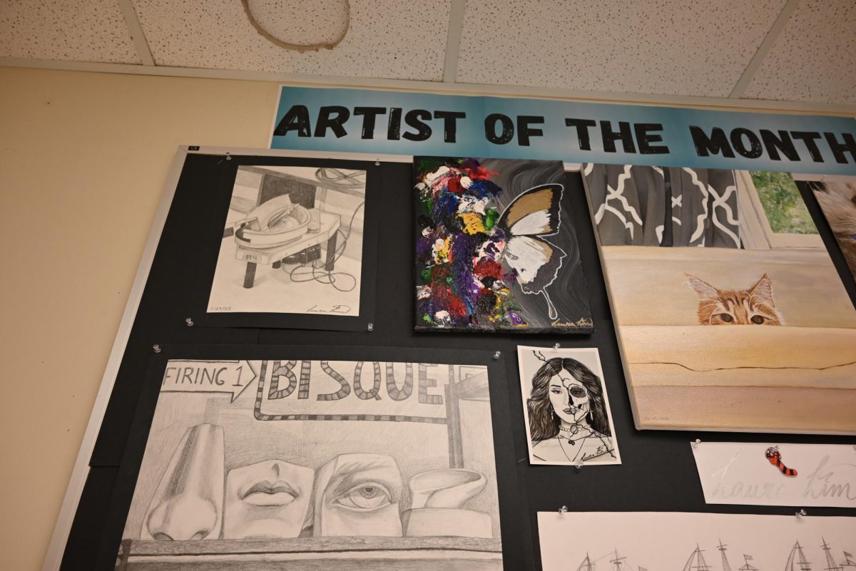 A photo of various pieces drawn and painted by Laura Lim, a senior. | Artwork Credit: Laura Lim