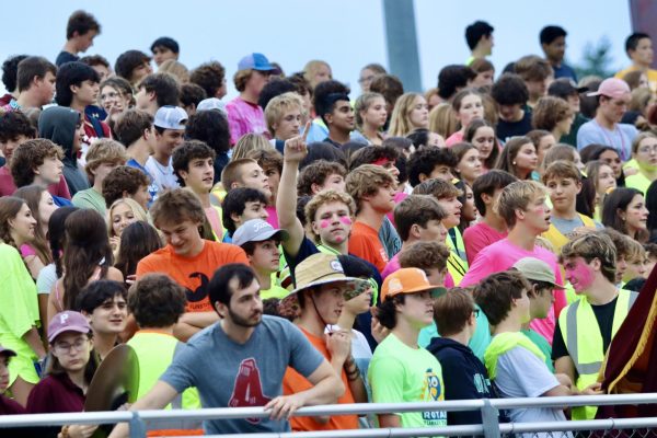 PHS student section for a football game against Winnacunnett High School, Sept. 8, 2023, at Portsmouth High School.                              
     Photo courtesy of Danielle Miles.