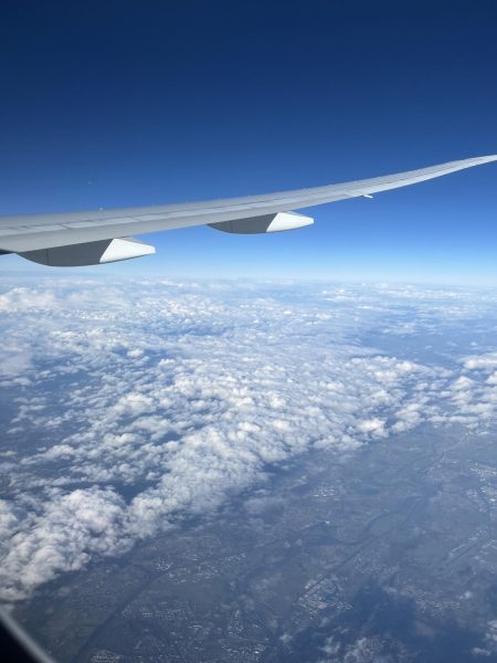 Kiana Zamani on a flight coming to America.